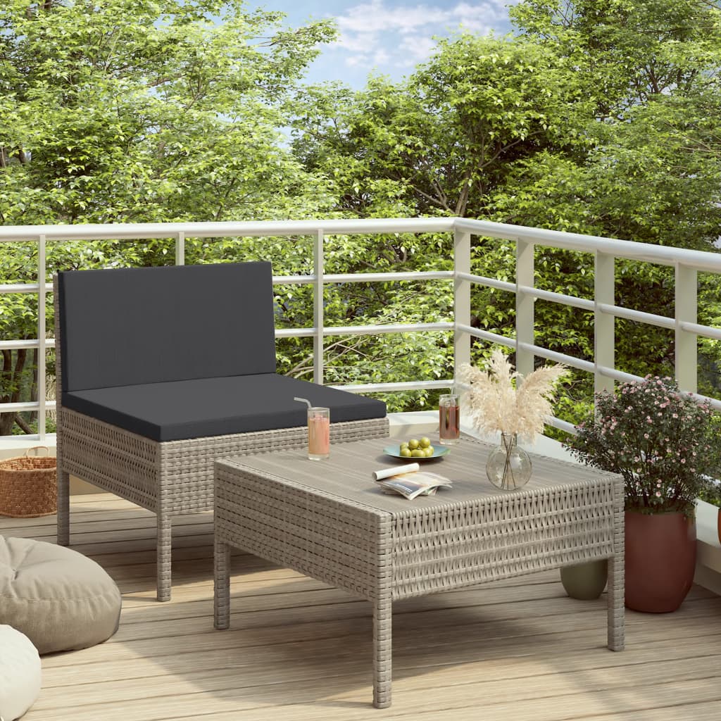 Set Mobilier De Grădină Cu Perne, 2 Piese, , Poliratan