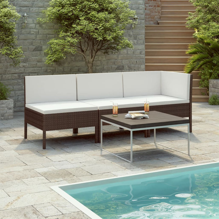 Set Mobilier De Grădină Cu Perne, 3 Piese, , Poliratan
