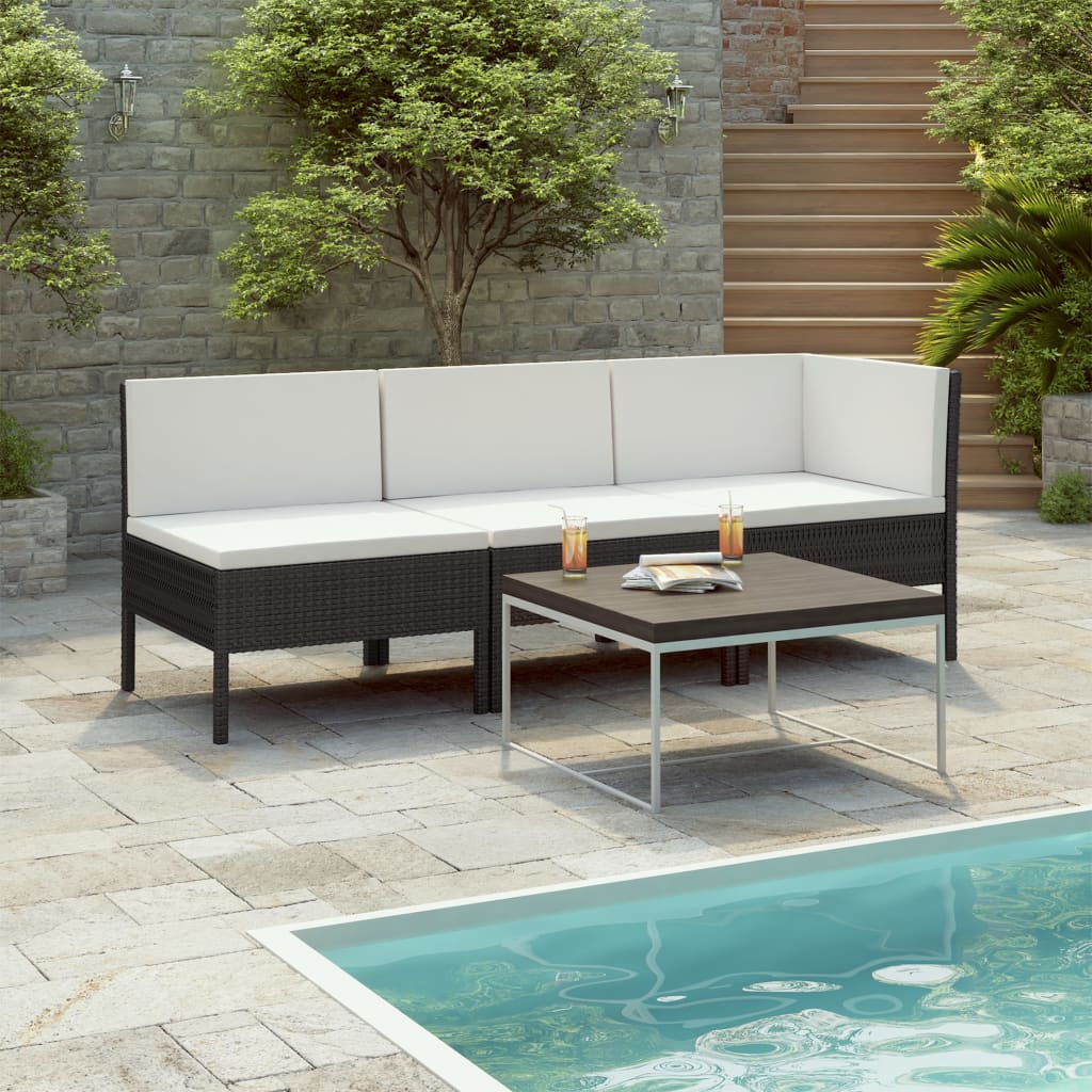 Set Mobilier De Grădină Cu Perne, 3 Piese, , Poliratan