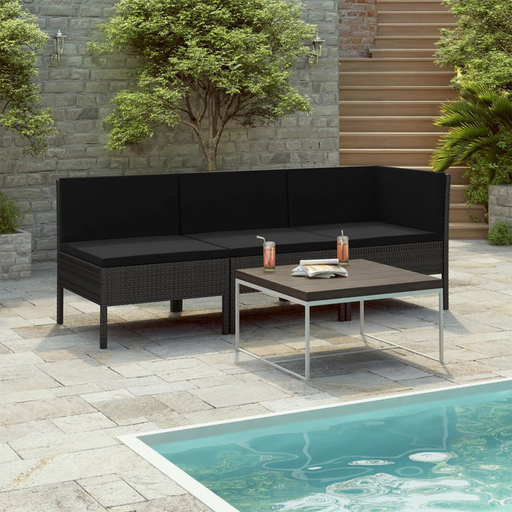 Set Mobilier De Grădină Cu Perne, 3 Piese, , Poliratan