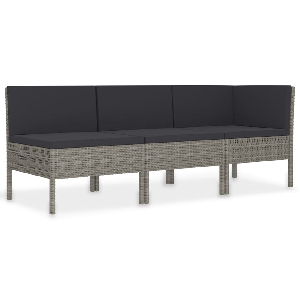 Set Mobilier De Grădină Cu Perne, 3 Piese, , Poliratan