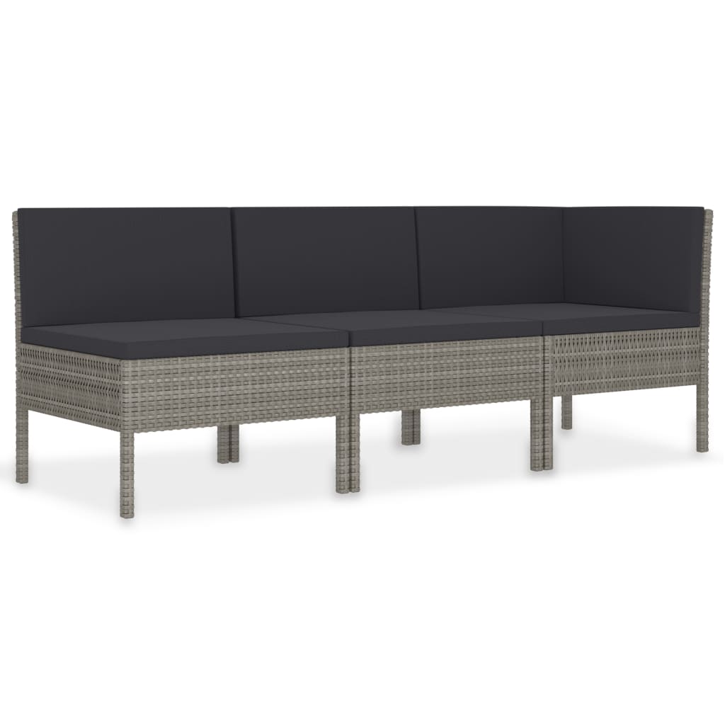 Set Mobilier De Grădină Cu Perne, 3 Piese, , Poliratan