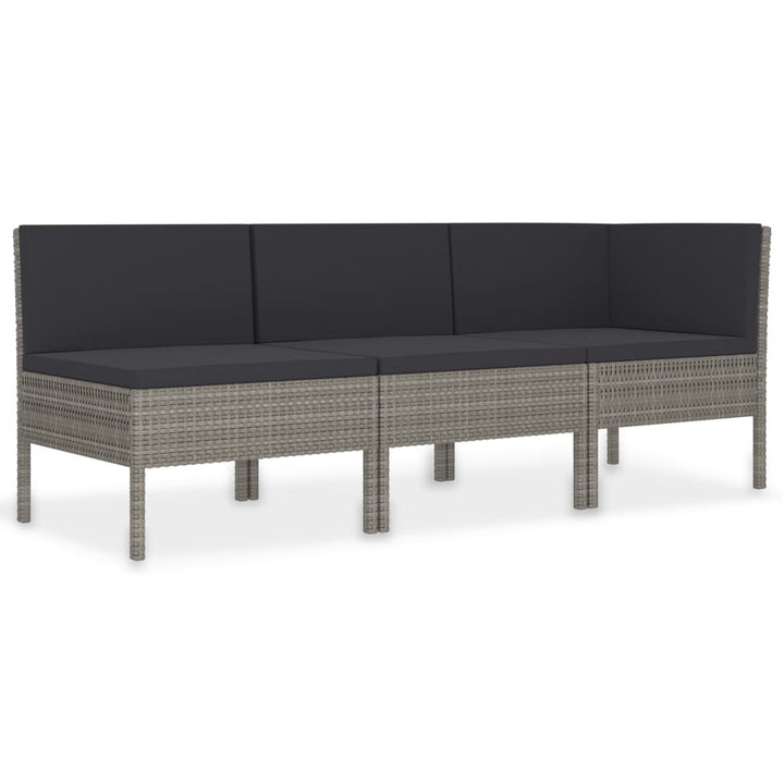 Set Mobilier De Grădină Cu Perne, 3 Piese, , Poliratan