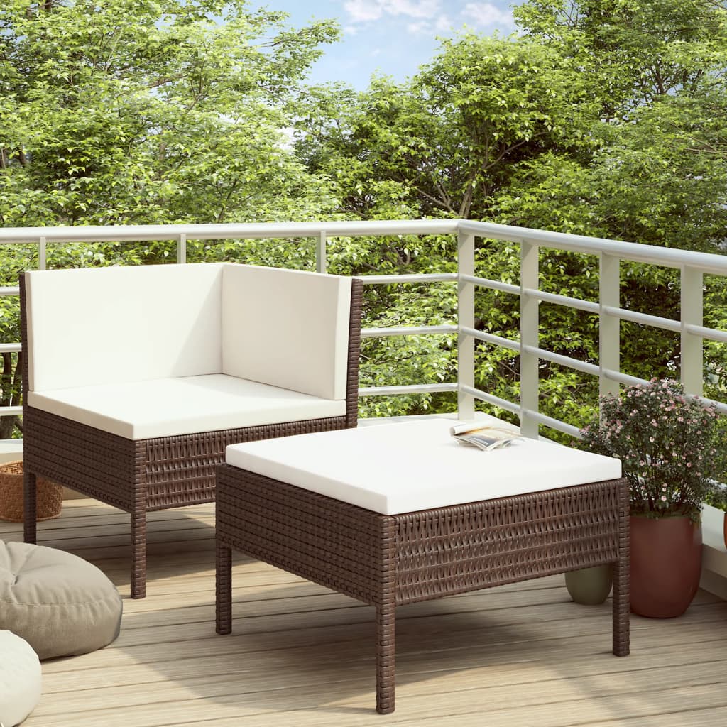 Set Mobilier De Grădină Cu Perne, 2 Piese, Negru, Poliratan