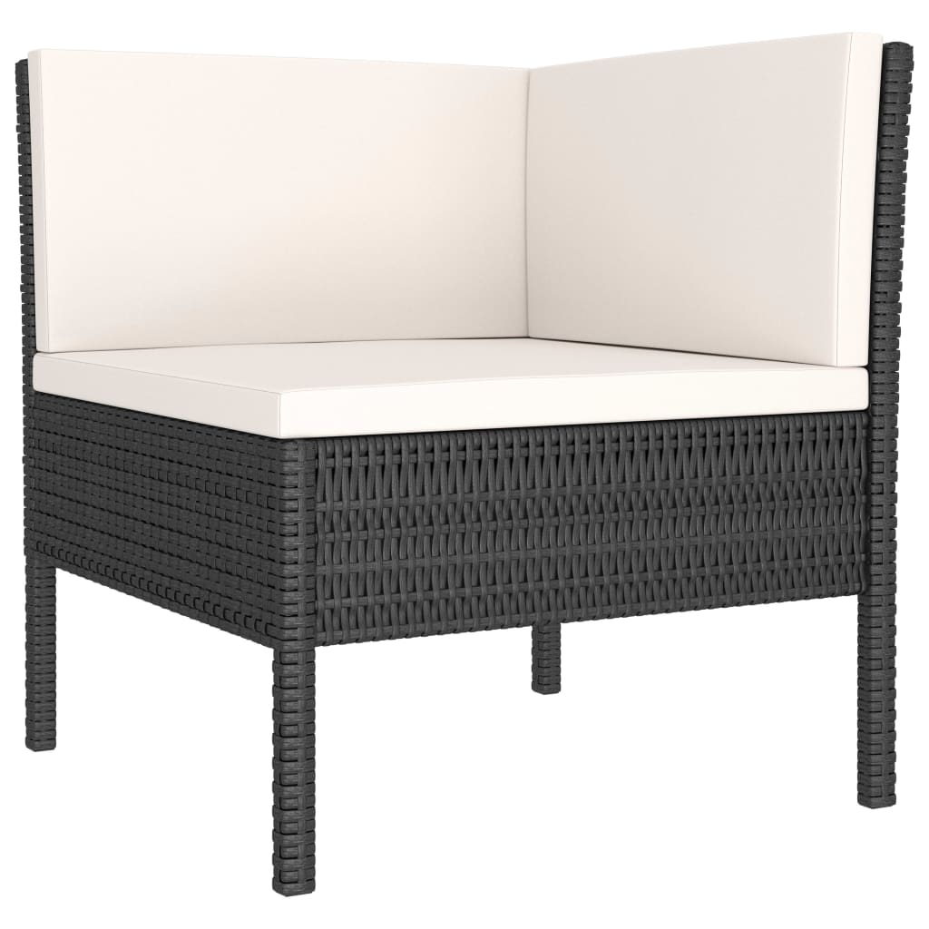 Set Mobilier De Grădină Cu Perne, 2 Piese, Negru, Poliratan