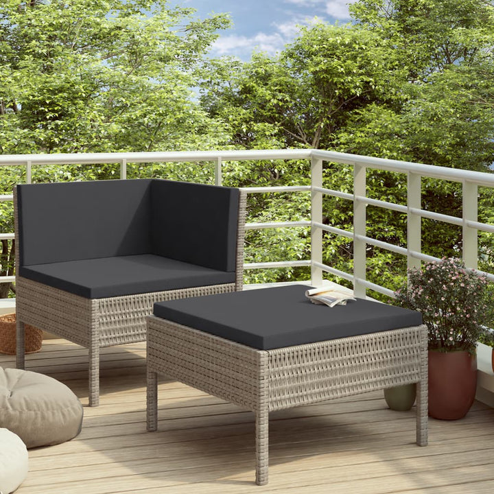 Set Mobilier De Grădină Cu Perne, 2 Piese, Negru, Poliratan