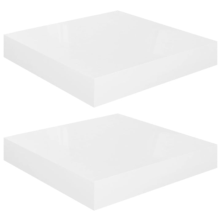 Rafturi De Perete, 2 Buc., Alb Extralucios, 23X23,5X3,8 Cm, Mdf Alb Foarte Lucios
