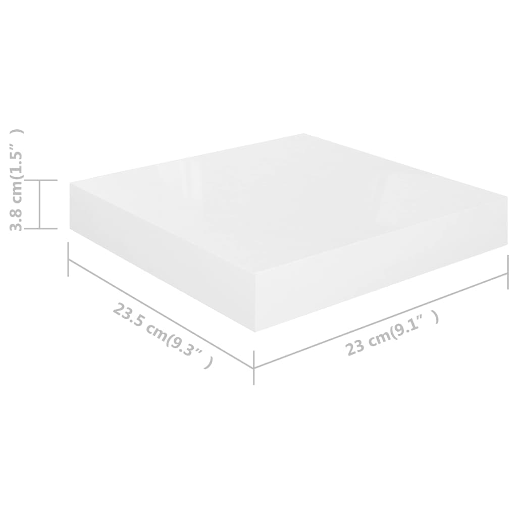 Rafturi De Perete, 2 Buc., Alb Extralucios, 23X23,5X3,8 Cm, Mdf Alb Foarte Lucios