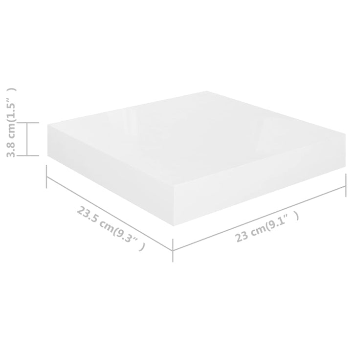 Rafturi De Perete, 2 Buc., Alb Extralucios, 23X23,5X3,8 Cm, Mdf Alb Foarte Lucios