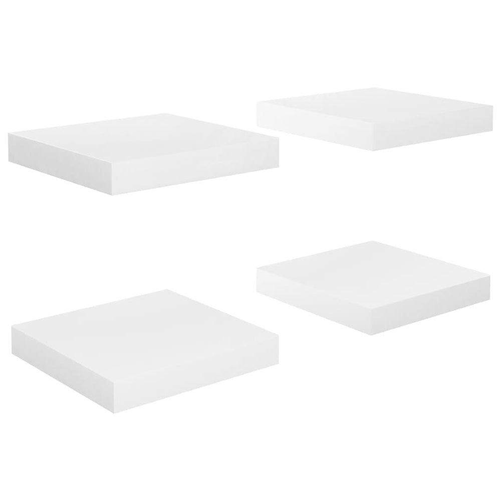 Rafturi De Perete, 4 Buc., Alb Extralucios, 23X23,5X3,8 Cm, Mdf Alb Foarte Lucios
