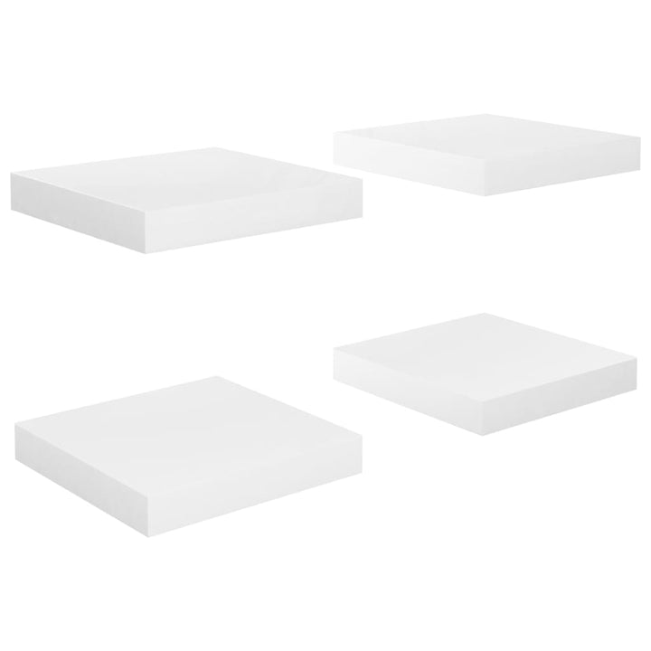 Rafturi De Perete, 4 Buc., Alb Extralucios, 23X23,5X3,8 Cm, Mdf Alb Foarte Lucios