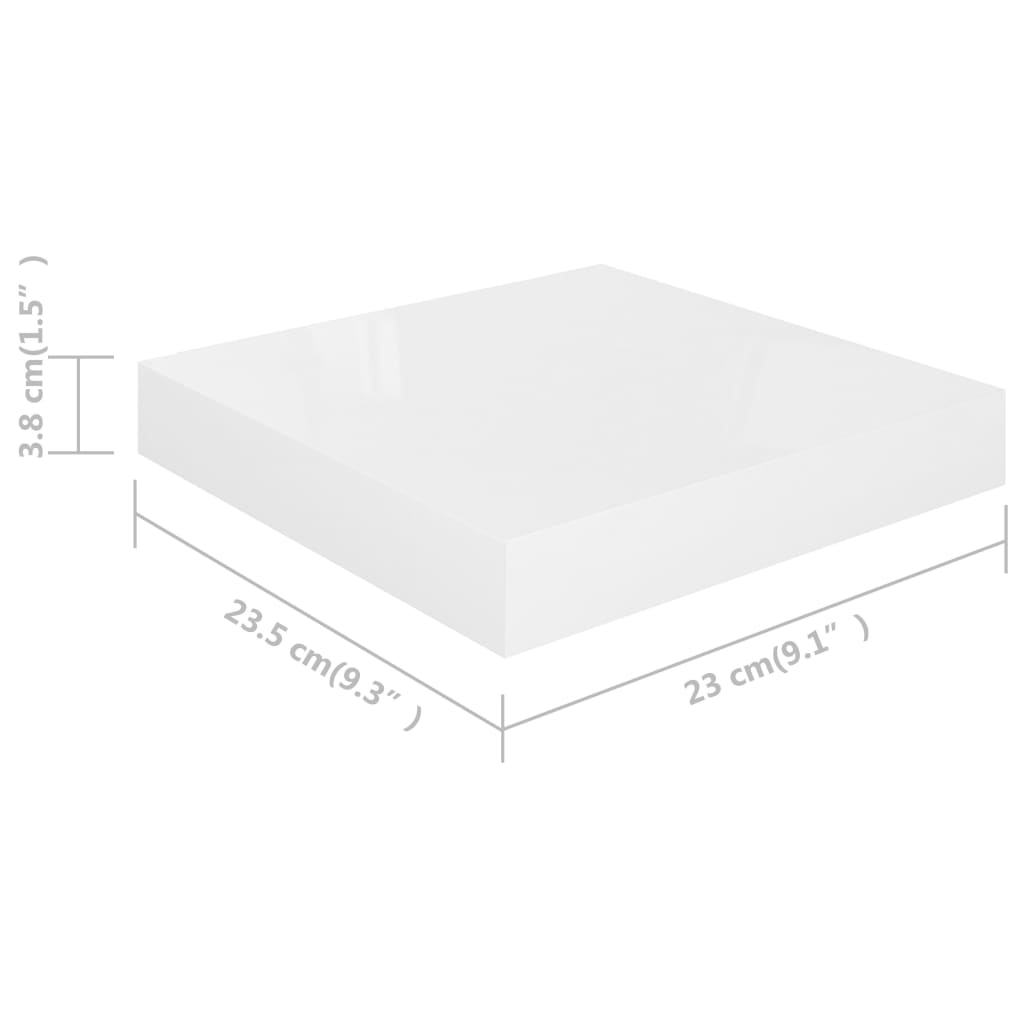 Rafturi De Perete, 4 Buc., Alb Extralucios, 23X23,5X3,8 Cm, Mdf Alb Foarte Lucios