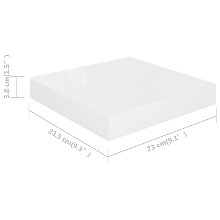 Rafturi De Perete, 4 Buc., Alb Extralucios, 23X23,5X3,8 Cm, Mdf Alb Foarte Lucios