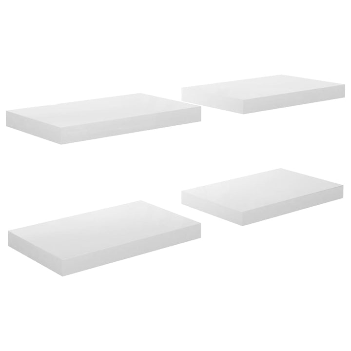 Rafturi De Perete, 4 Buc., Alb Extralucios, 40X23X3,8 Cm, Mdf Alb Foarte Lucios