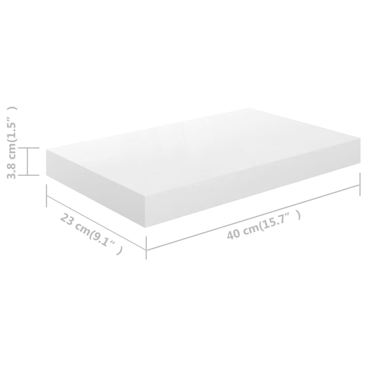 Rafturi De Perete, 4 Buc., Alb Extralucios, 40X23X3,8 Cm, Mdf Alb Foarte Lucios