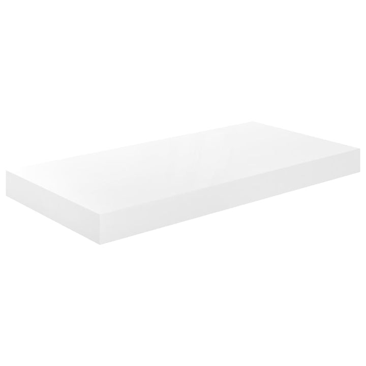 Rafturi De Perete, 2 Buc., Alb Extralucios, 50X23X3,8 Cm, Mdf Alb Foarte Lucios