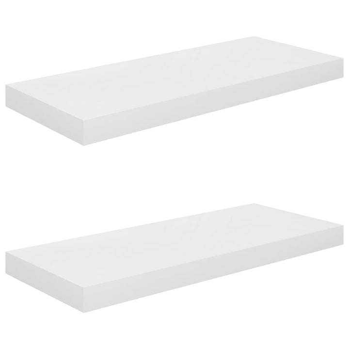 Rafturi De Perete, 2 Buc., Alb Extralucios, 60X23,5X3,8 Cm, Mdf Alb Foarte Lucios