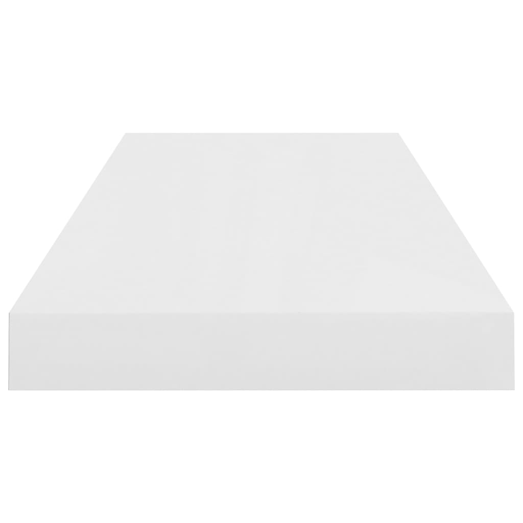 Rafturi De Perete, 2 Buc., Alb Extralucios, 60X23,5X3,8 Cm, Mdf Alb Foarte Lucios