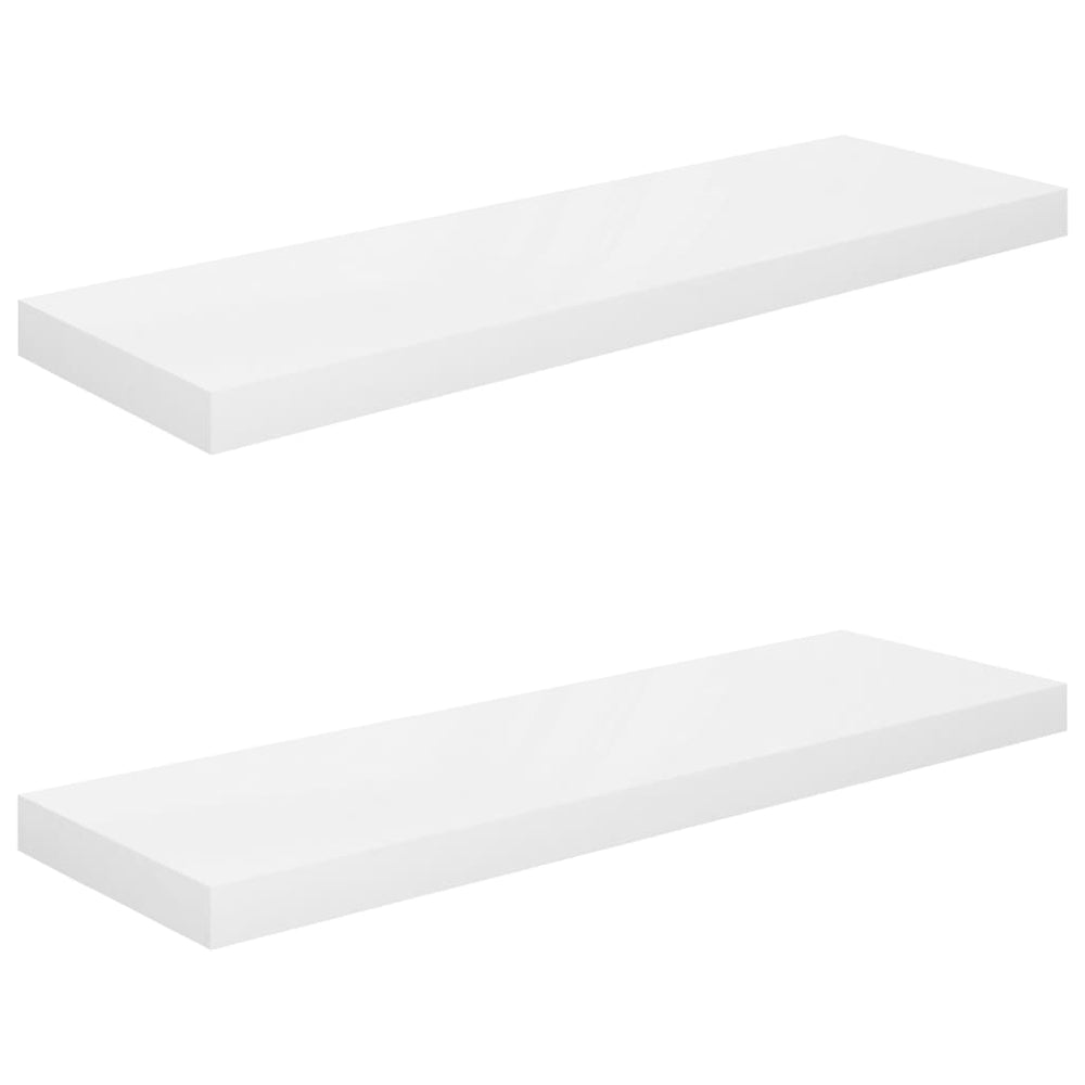 Rafturi De Perete, 2 Buc., Alb Extralucios, 80X23,5X3,8 Cm, Mdf Alb Foarte Lucios