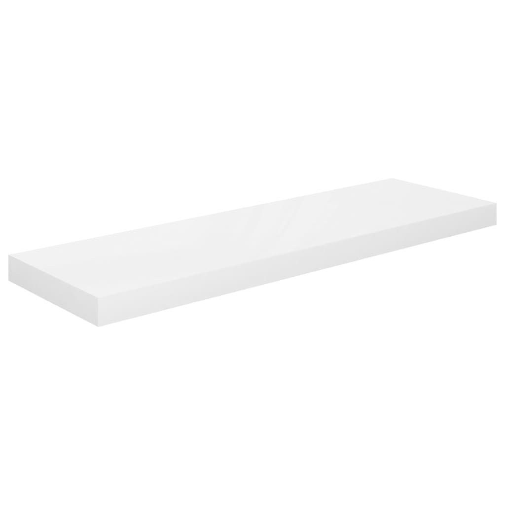 Rafturi De Perete, 2 Buc., Alb Extralucios, 80X23,5X3,8 Cm, Mdf Alb Foarte Lucios