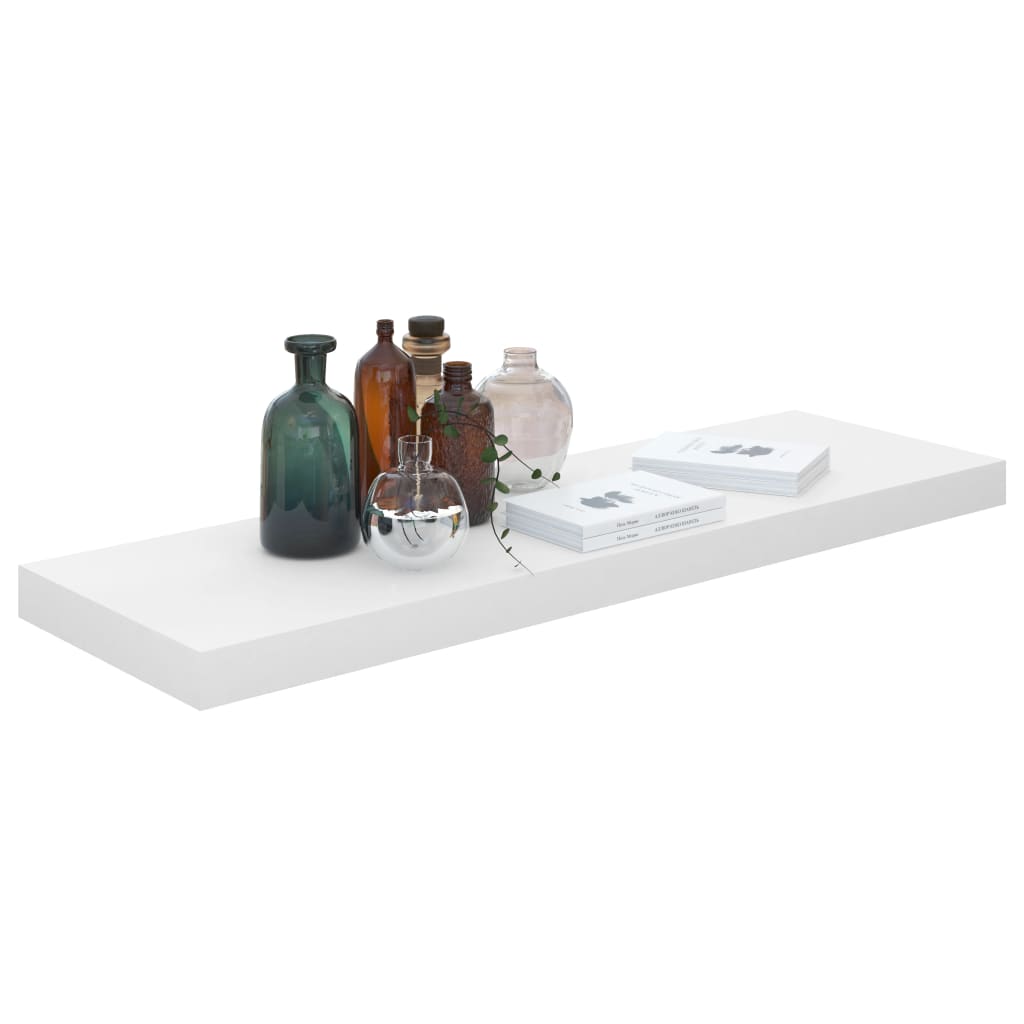 Rafturi De Perete, 2 Buc., Alb Extralucios, 80X23,5X3,8 Cm, Mdf Alb Foarte Lucios
