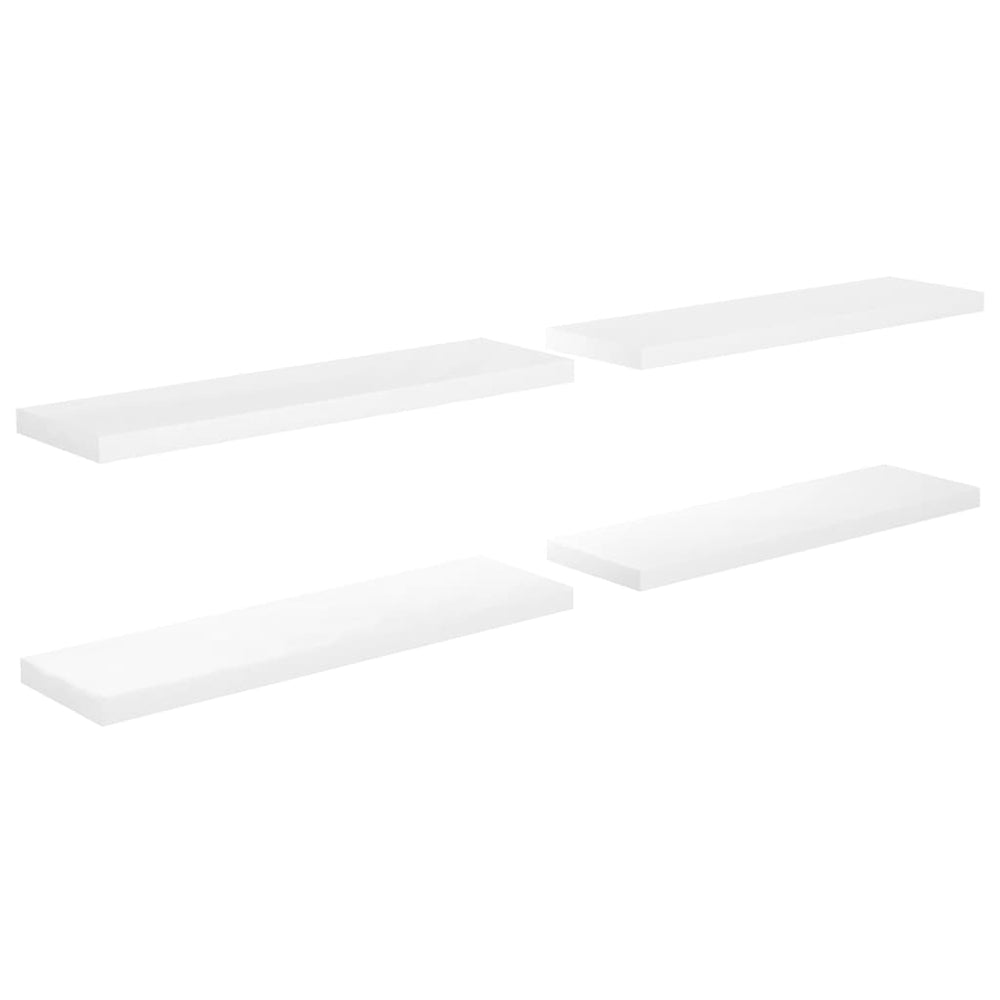 Rafturi De Perete, 4 Buc., Alb Extralucios, 90X23,5X3,8 Cm, Mdf Alb Foarte Lucios