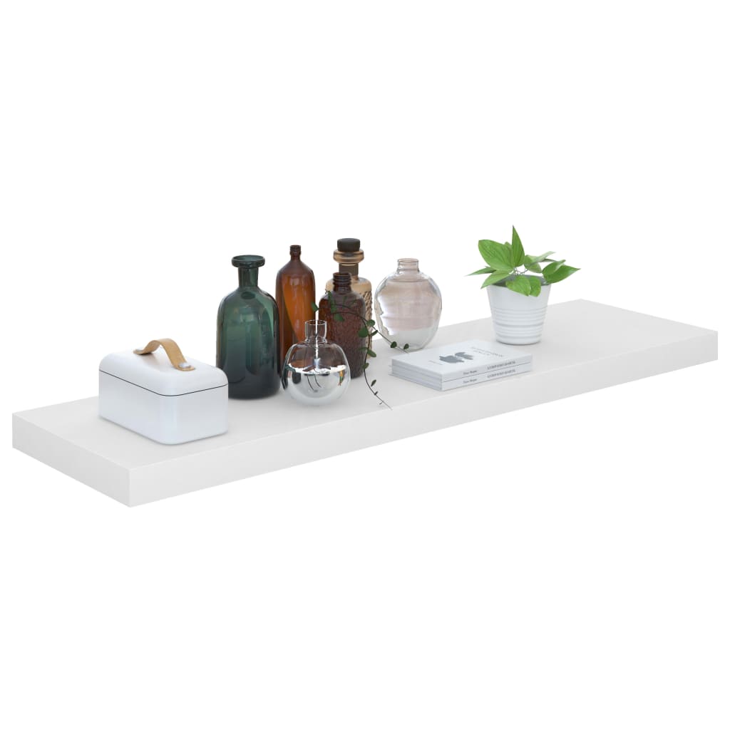 Rafturi De Perete, 4 Buc., Alb Extralucios, 90X23,5X3,8 Cm, Mdf Alb Foarte Lucios
