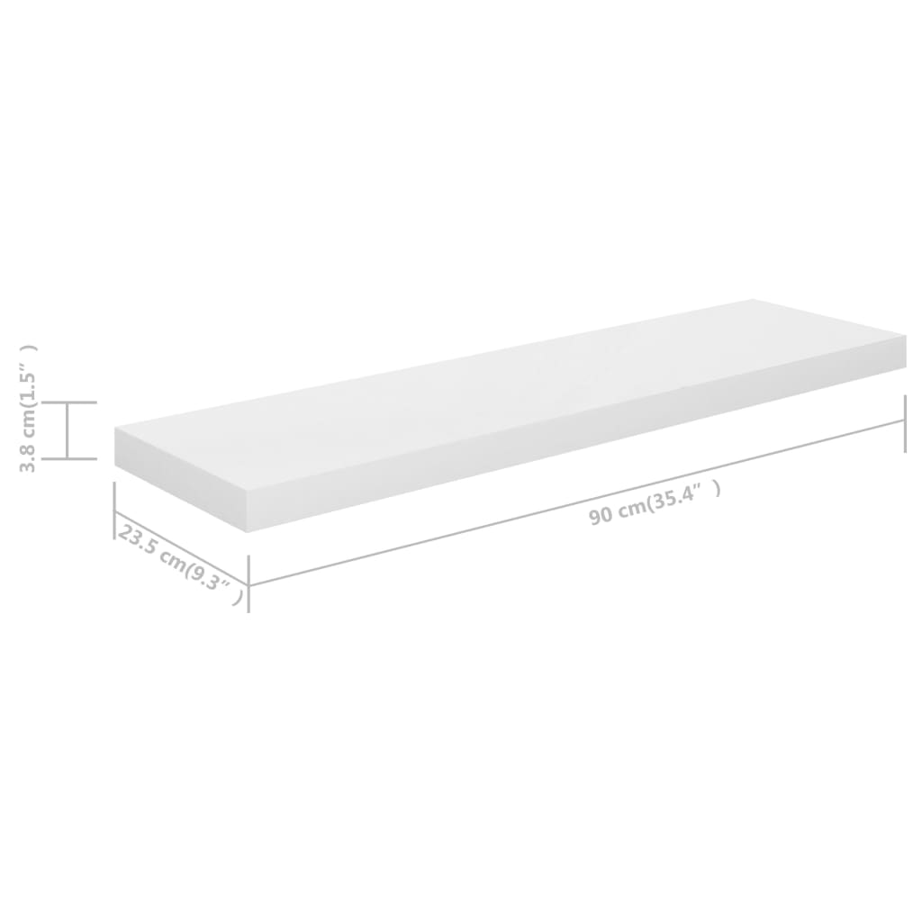 Rafturi De Perete, 4 Buc., Alb Extralucios, 90X23,5X3,8 Cm, Mdf Alb Foarte Lucios