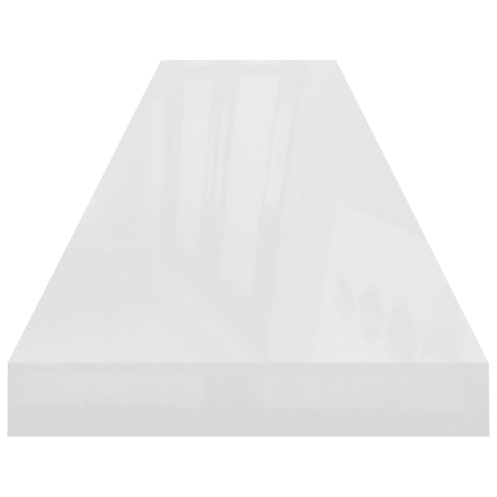 Rafturi De Perete, 2 Buc., Alb Extralucios, 120X23,5X3,8 Cm Mdf Alb Foarte Lucios