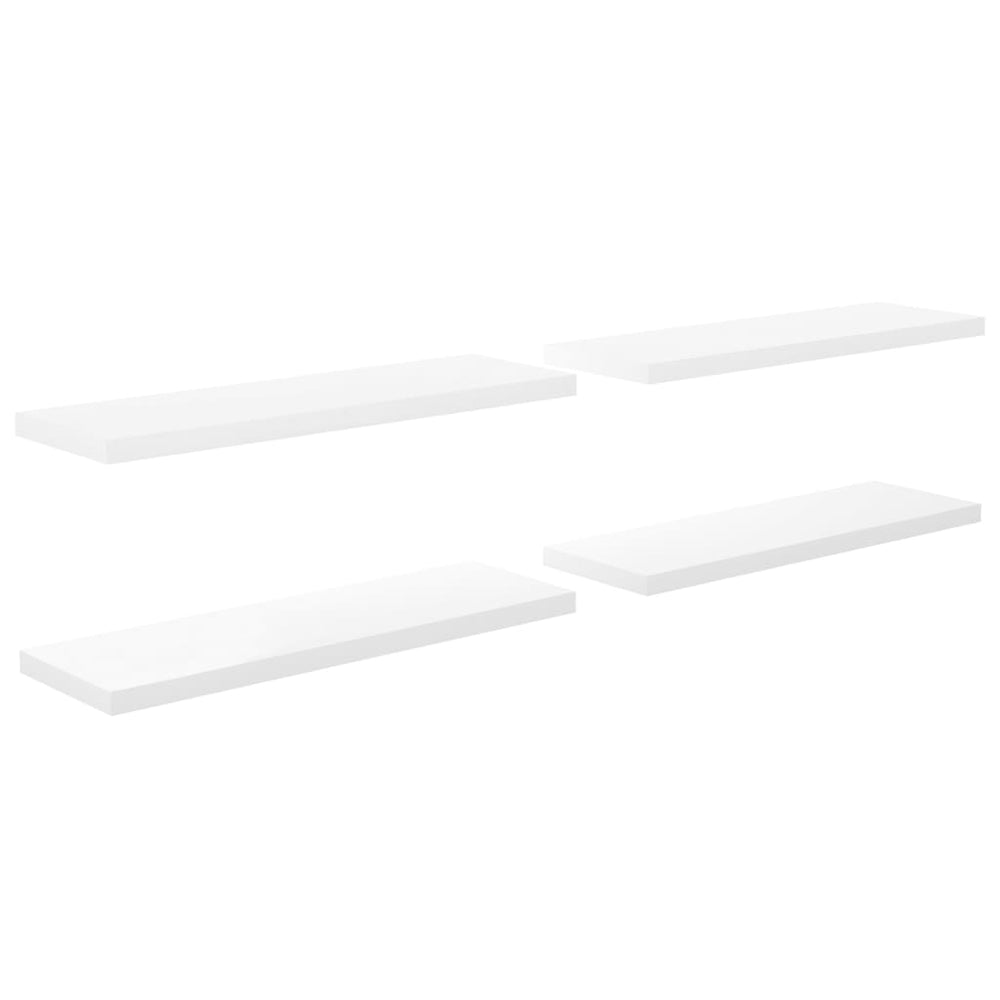 Rafturi De Perete, 4 Buc., Alb Extralucios, 120X23,5X3,8 Cm Mdf Alb Foarte Lucios