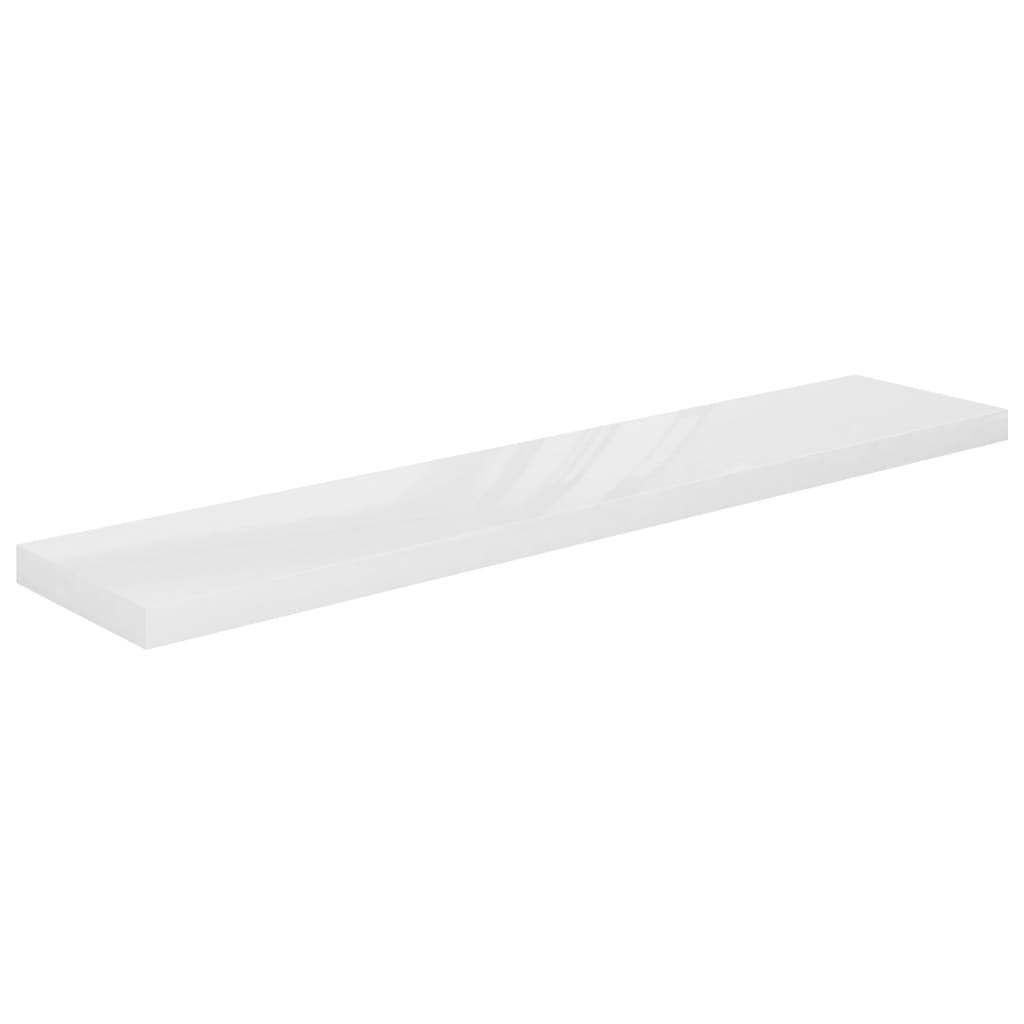 Rafturi De Perete, 4 Buc., Alb Extralucios, 120X23,5X3,8 Cm Mdf Alb Foarte Lucios