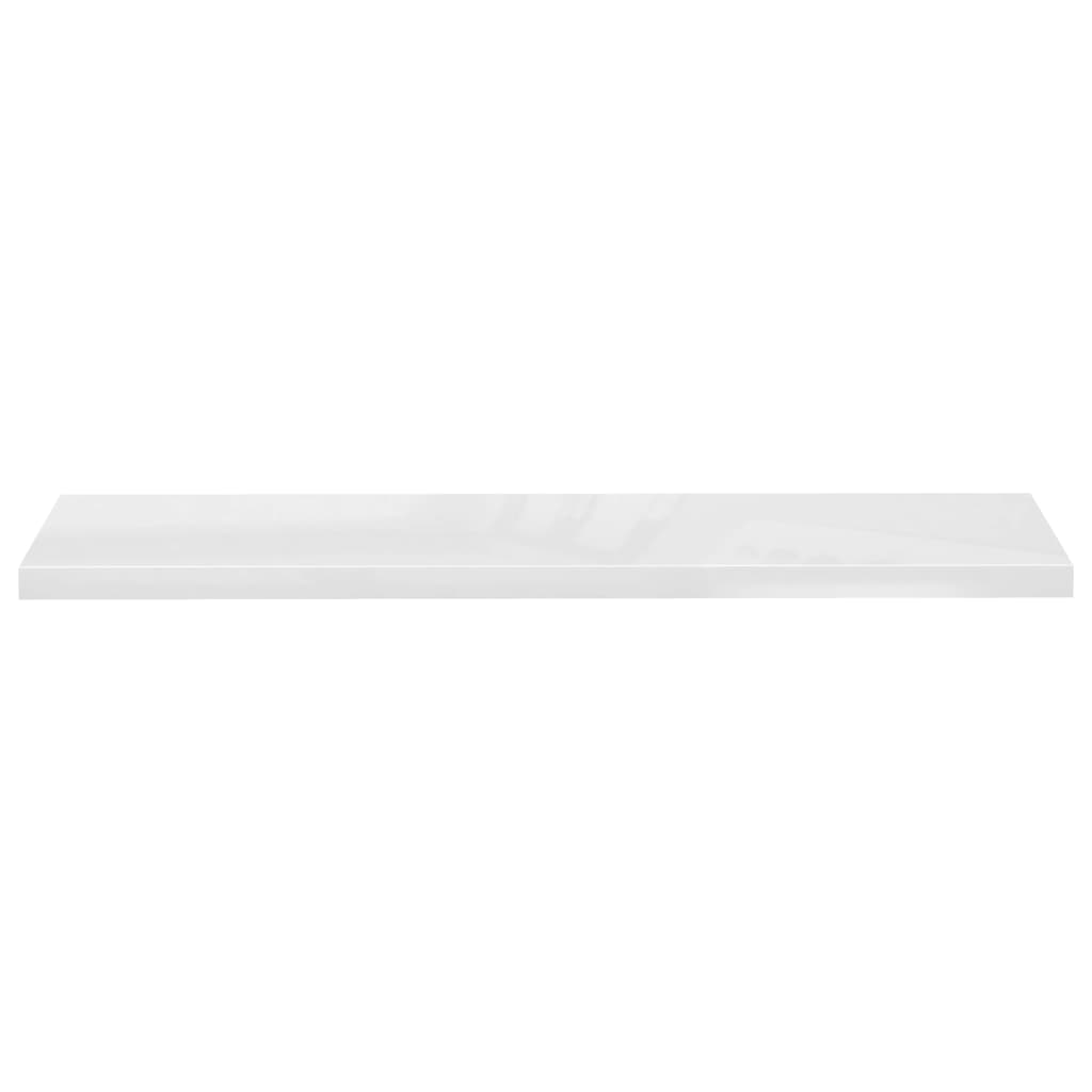 Rafturi De Perete, 4 Buc., Alb Extralucios, 120X23,5X3,8 Cm Mdf Alb Foarte Lucios