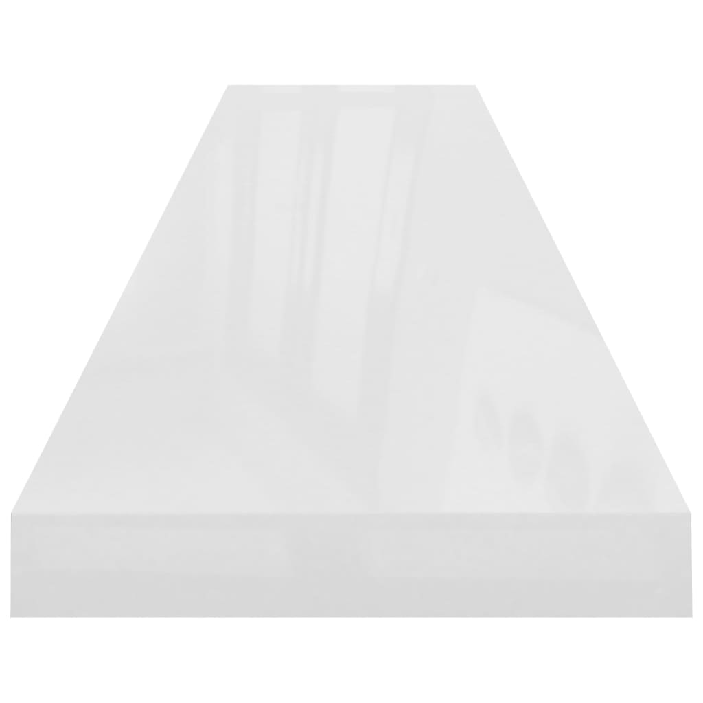 Rafturi De Perete, 4 Buc., Alb Extralucios, 120X23,5X3,8 Cm Mdf Alb Foarte Lucios