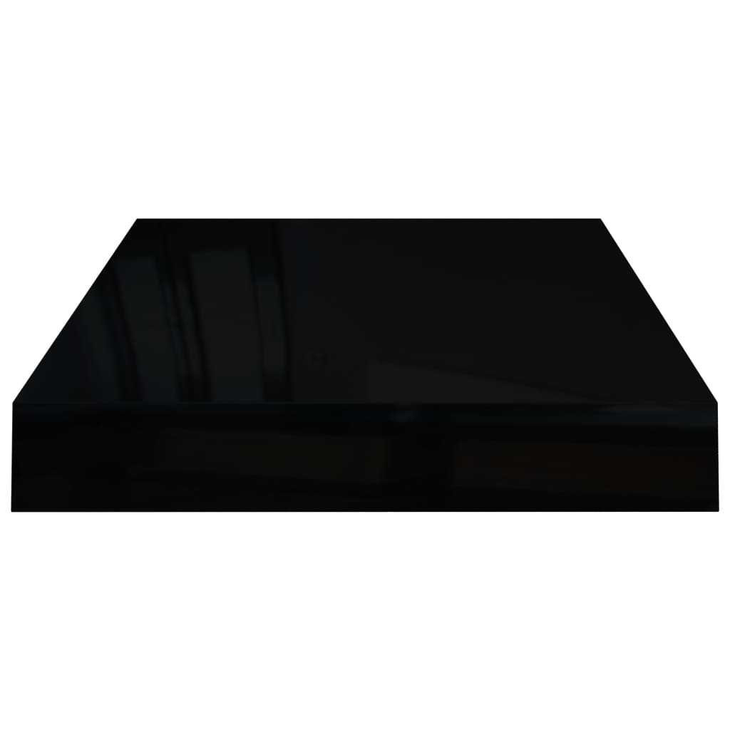 Raft De Perete Suspendat, Negru Extralucios, 40X23X3,8 Cm, Mdf Negru Foarte Lucios
