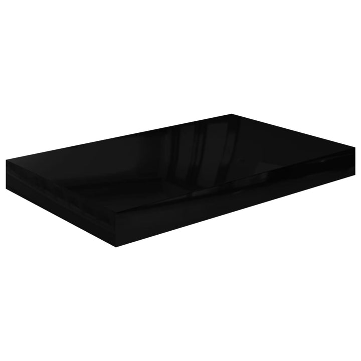 Rafturi De Perete, 2 Buc., Negru Extralucios, 40X23X3,8 Cm, Mdf Negru Foarte Lucios