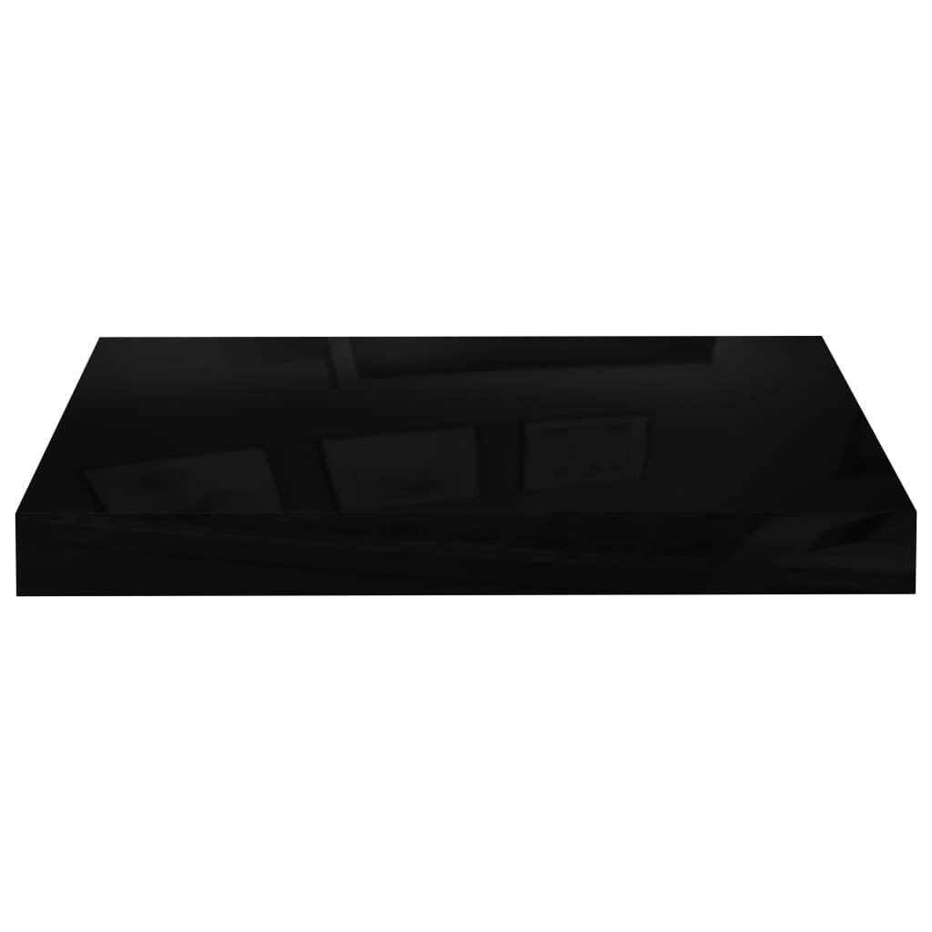 Rafturi De Perete, 2 Buc., Negru Extralucios, 40X23X3,8 Cm, Mdf Negru Foarte Lucios