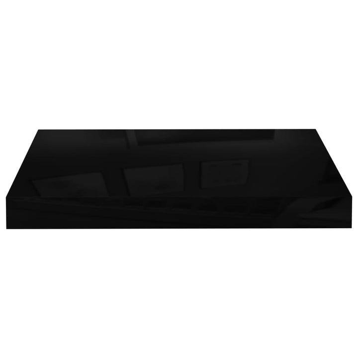 Rafturi De Perete, 2 Buc., Negru Extralucios, 40X23X3,8 Cm, Mdf Negru Foarte Lucios