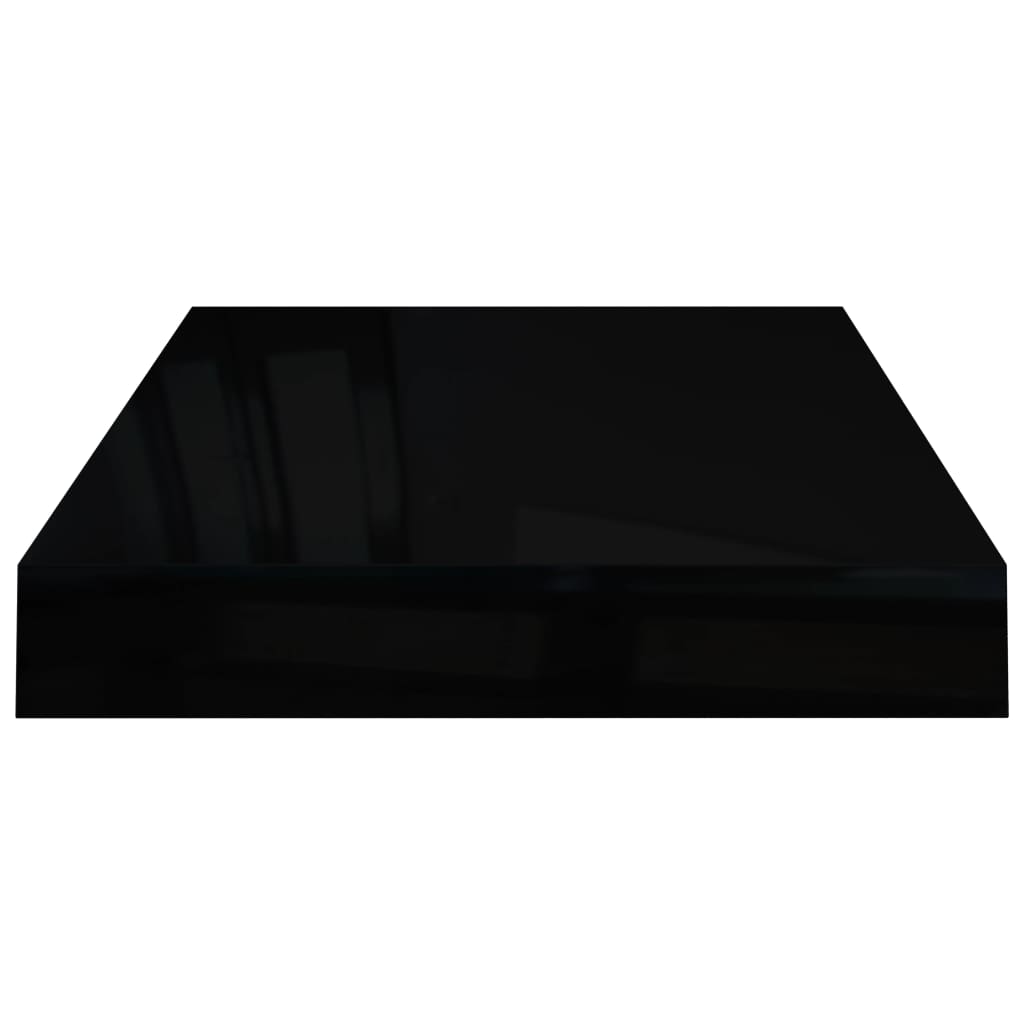 Rafturi De Perete, 2 Buc., Negru Extralucios, 40X23X3,8 Cm, Mdf Negru Foarte Lucios