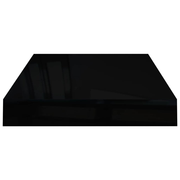 Rafturi De Perete, 2 Buc., Negru Extralucios, 40X23X3,8 Cm, Mdf Negru Foarte Lucios
