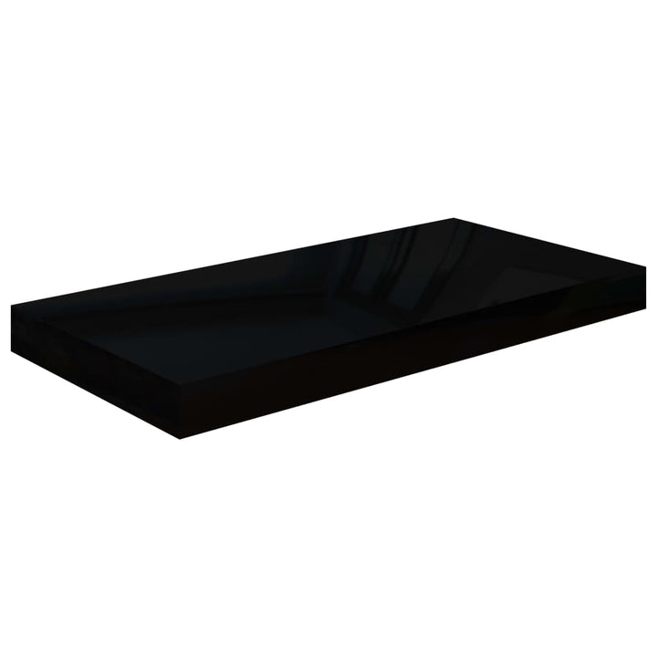 Rafturi De Perete, 2 Buc., Negru Extralucios, 50X23X3,8 Cm, Mdf Negru Foarte Lucios