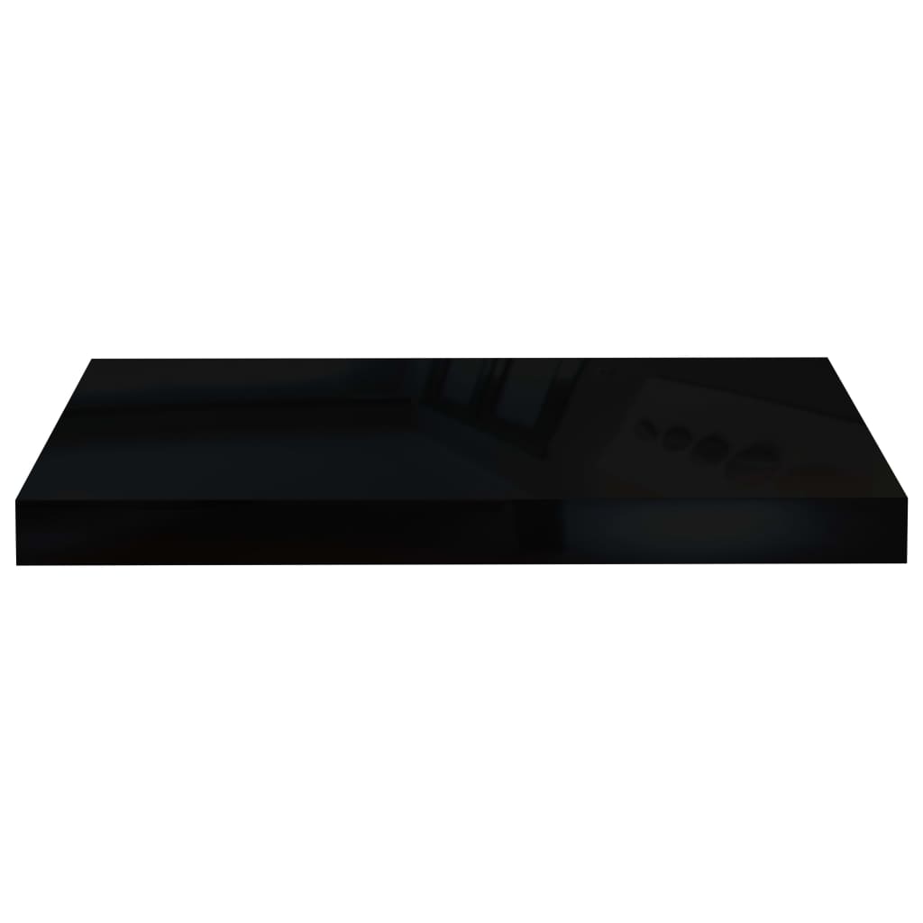 Rafturi De Perete, 2 Buc., Negru Extralucios, 50X23X3,8 Cm, Mdf Negru Foarte Lucios
