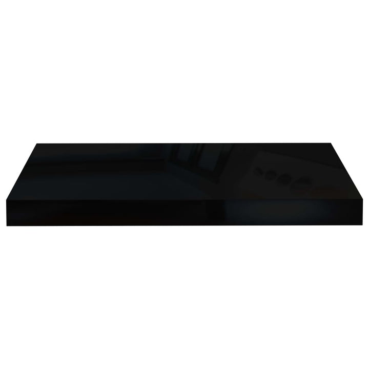 Rafturi De Perete, 2 Buc., Negru Extralucios, 50X23X3,8 Cm, Mdf Negru Foarte Lucios