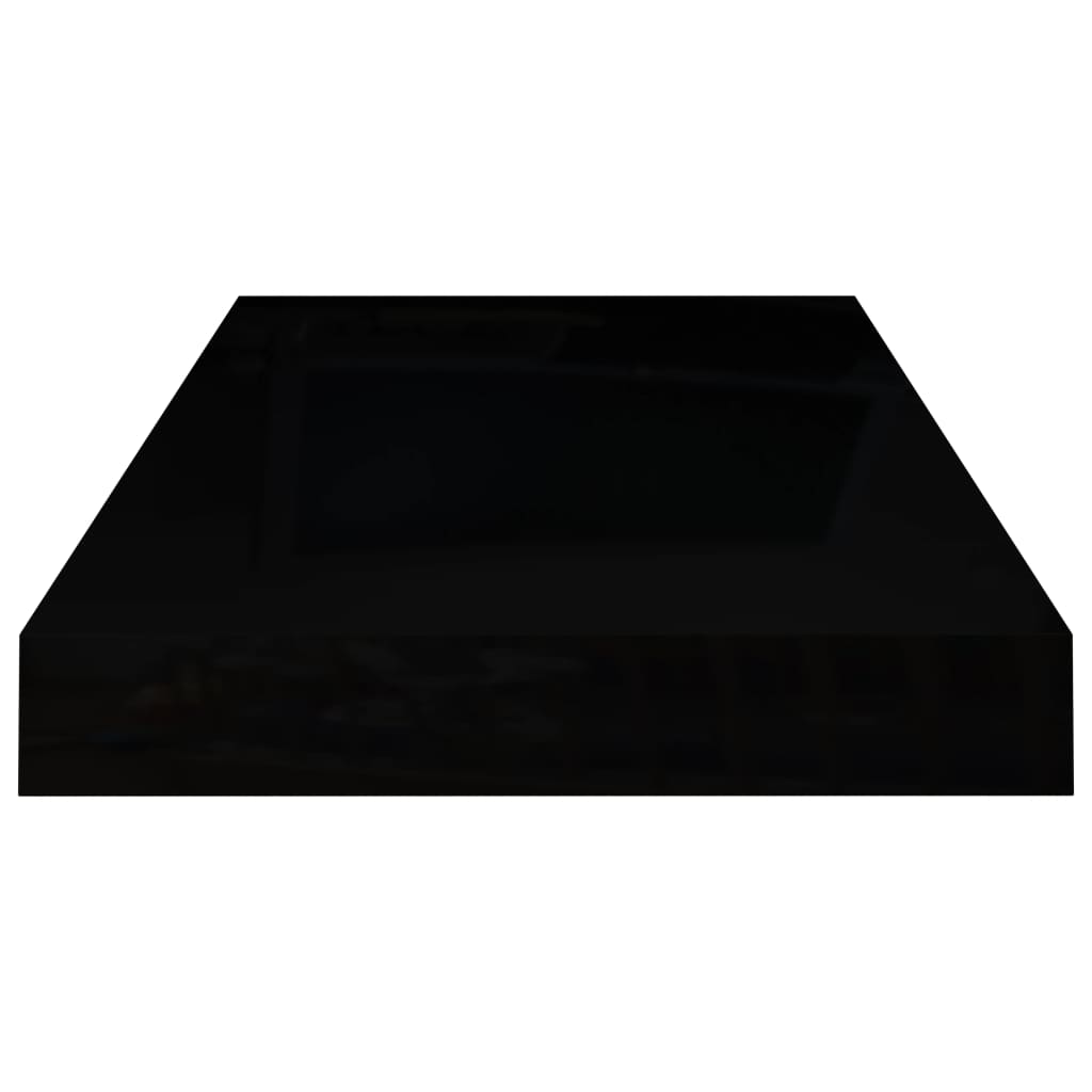 Rafturi De Perete, 2 Buc., Negru Extralucios, 50X23X3,8 Cm, Mdf Negru Foarte Lucios