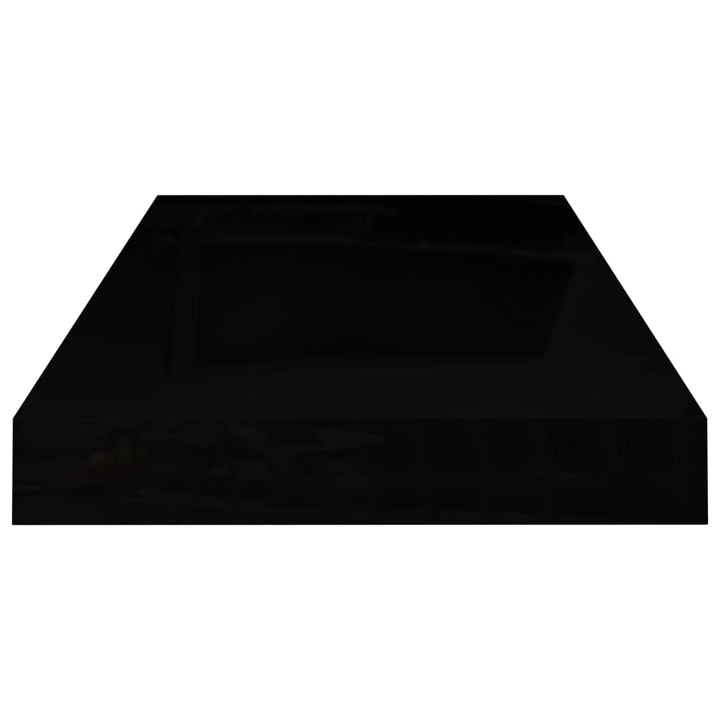 Rafturi De Perete, 2 Buc., Negru Extralucios, 50X23X3,8 Cm, Mdf Negru Foarte Lucios