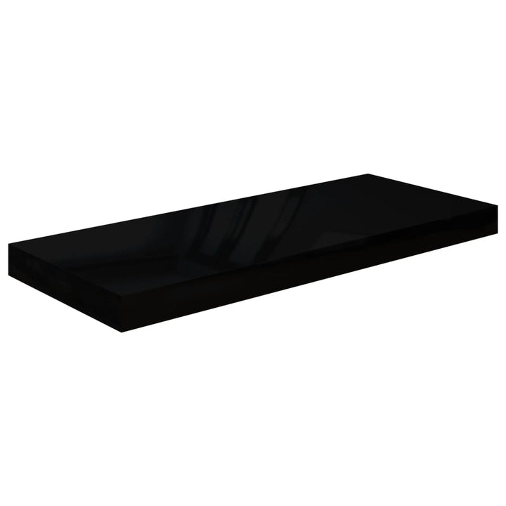 Rafturi De Perete 4 Buc. Negru Extralucios, 60X23,5X3,8 Cm, Mdf Negru Foarte Lucios