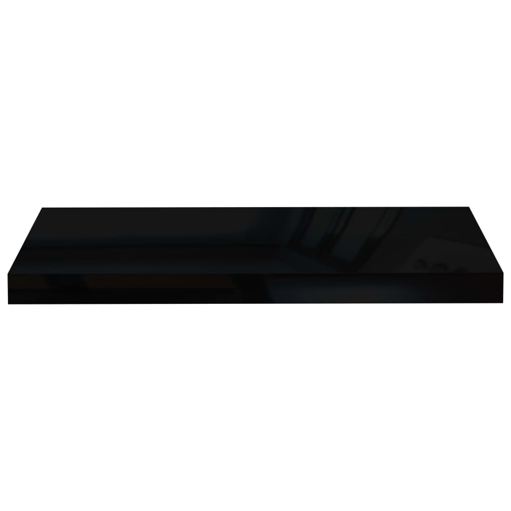 Rafturi De Perete 4 Buc. Negru Extralucios, 60X23,5X3,8 Cm, Mdf Negru Foarte Lucios