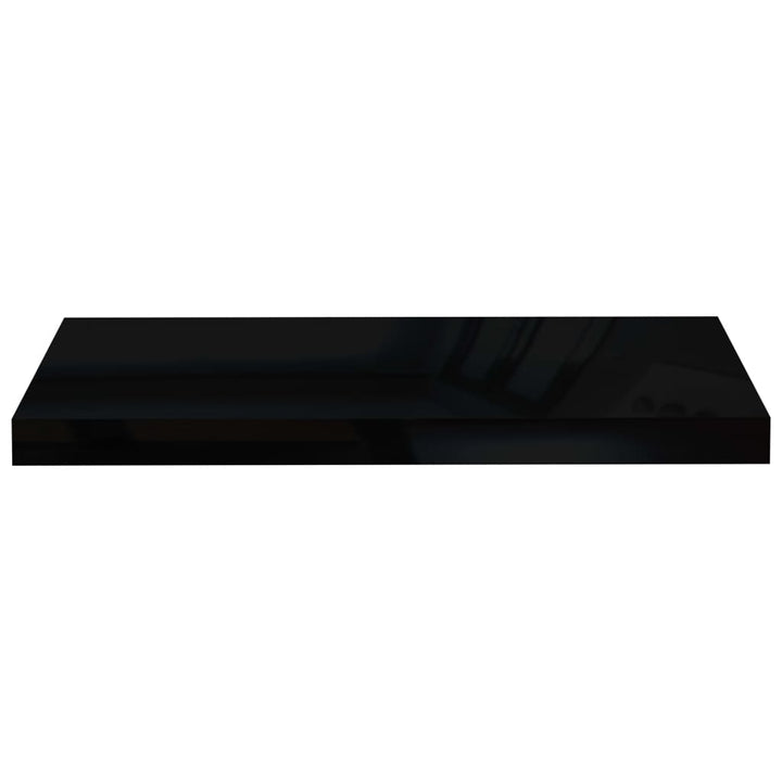 Rafturi De Perete 4 Buc. Negru Extralucios, 60X23,5X3,8 Cm, Mdf Negru Foarte Lucios