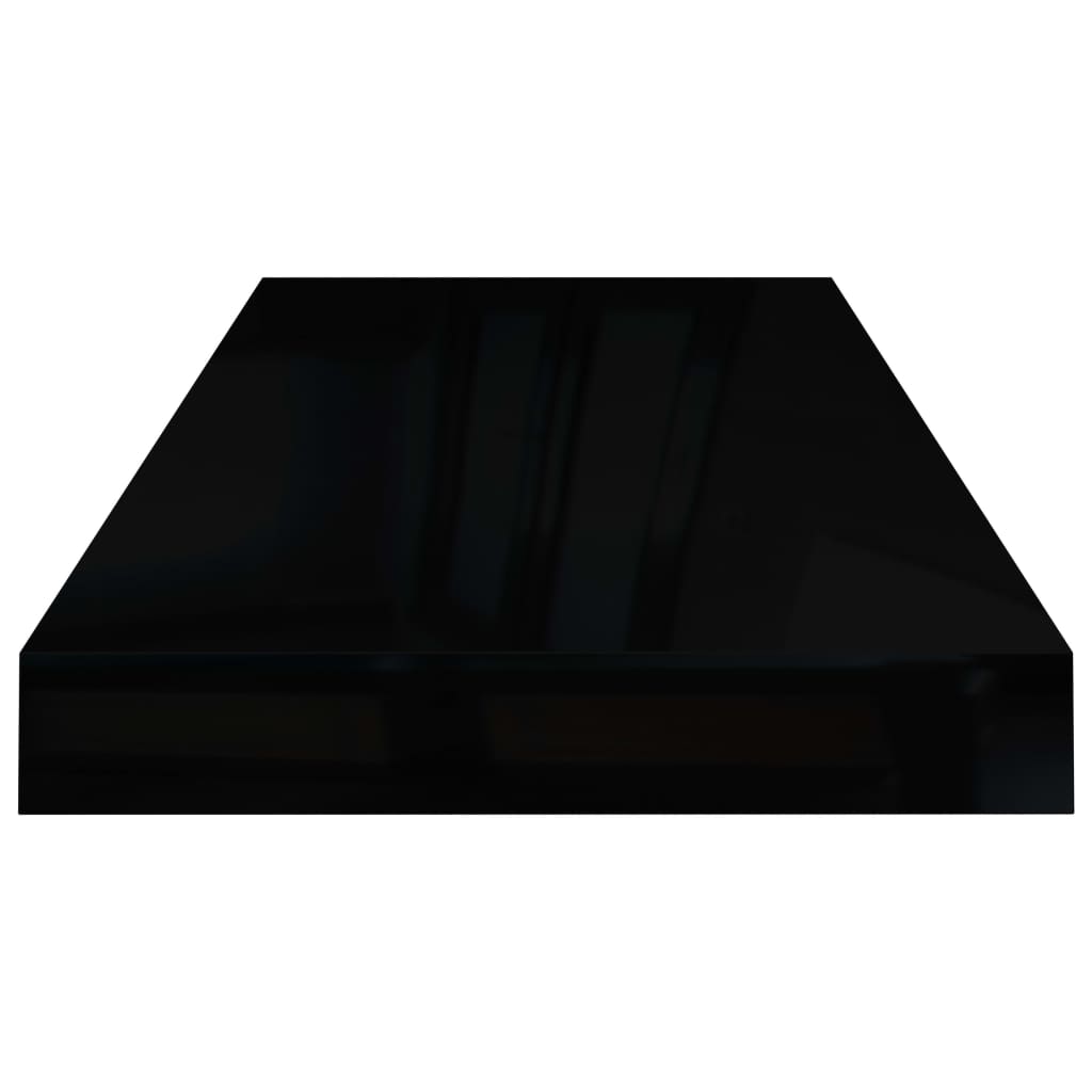 Rafturi De Perete 4 Buc. Negru Extralucios, 60X23,5X3,8 Cm, Mdf Negru Foarte Lucios