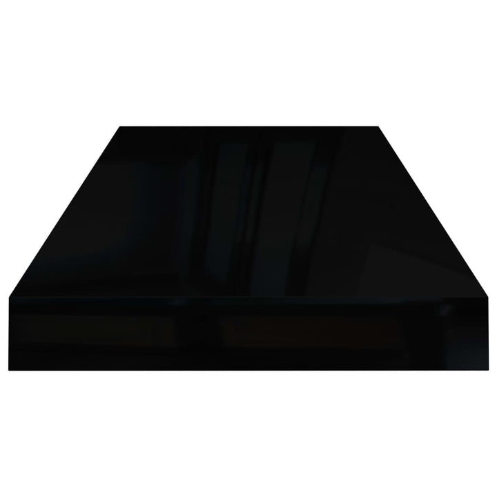 Rafturi De Perete 4 Buc. Negru Extralucios, 60X23,5X3,8 Cm, Mdf Negru Foarte Lucios