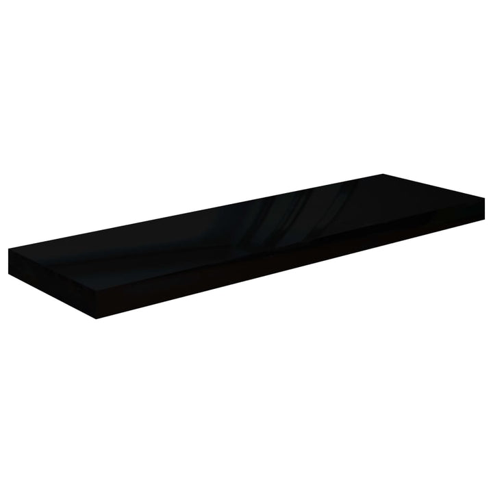 Rafturi De Perete 2 Buc., Negru Extralucios, 80X23,5X3,8 Cm Mdf Negru Foarte Lucios